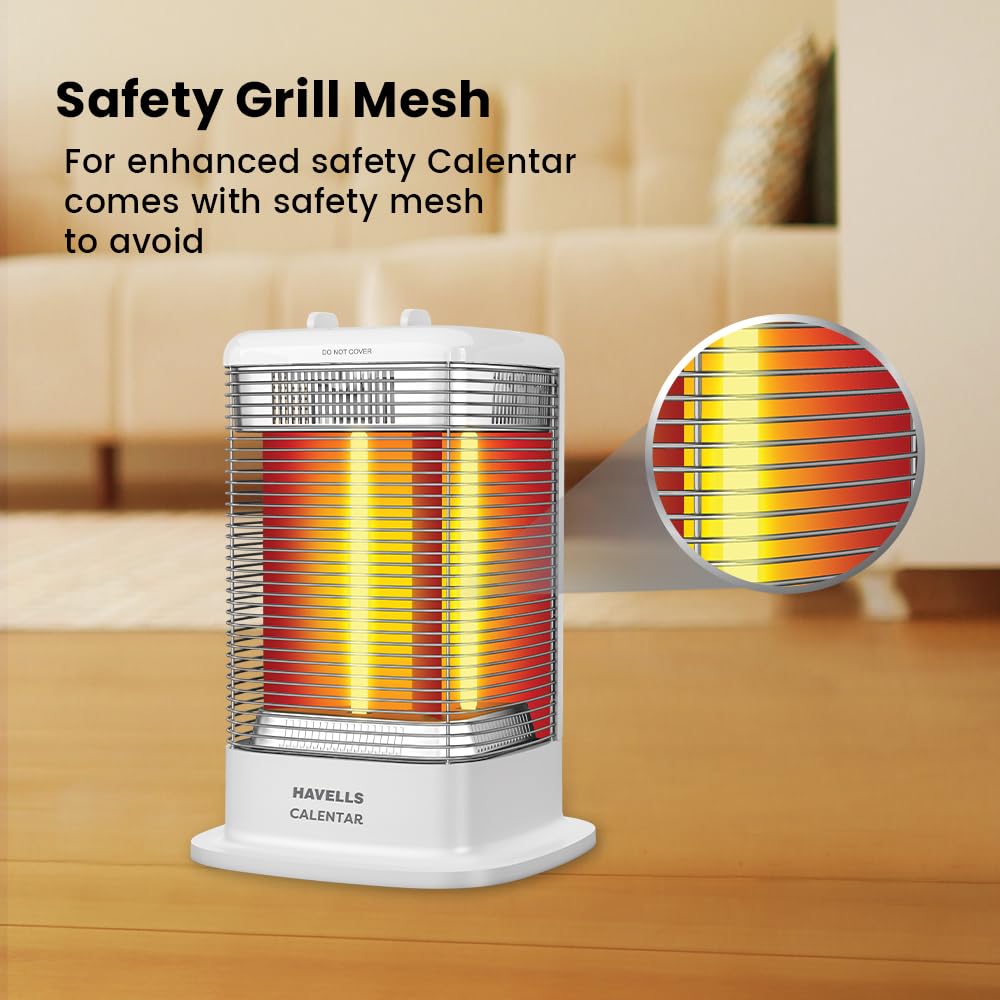 Havells Calenter | 1050 Watt | Room Heater | 3 Carbon Heating Tube | 3 Heat Setting