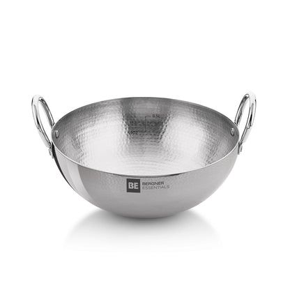 Bergner Essentials Hammered Kadai | Food Safe | Sturdy & Durable | Easy to Clean |