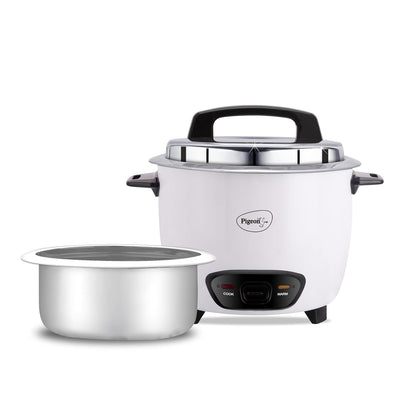 Pigeon Joy Rice cooker | 1 Litre | Aluminium Cooking Pot | Measuring Cup | Spatula | White |