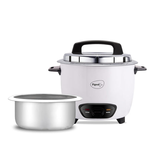 Pigeon Joy Rice cooker | 1 Litre | Aluminium Cooking Pot | Measuring Cup | Spatula | White |