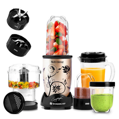 Wonderchef Nutri blend, Juicer, Mixer Grinder, Blender, Chopper | 400 Watt | Champagne | - Infinia Home and Kitchen