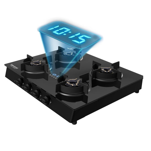 Beyond Appliances Auriga Pro 4-Burner | Auto Ignition | Smart Digital Timer | 5D Full Brass Burners |