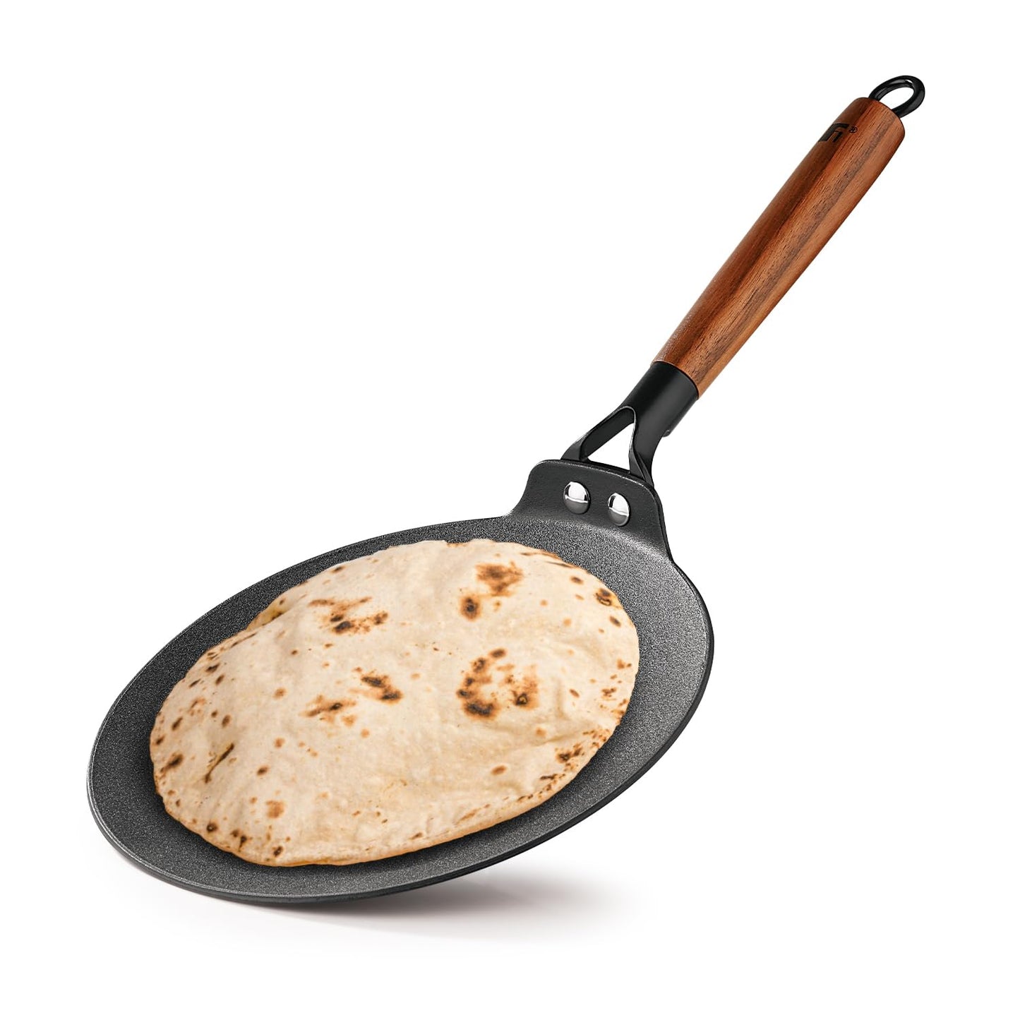 Bergner Odin Cast Iron roti Tawa with Wooden Coated Handle  | 22 cm | Lightweight |