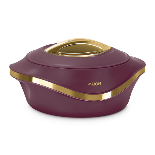 MILTON Pearl 2500 Inner Stainless Steel Casserole, 2.1 litres, Maroon | BPA Free | Food Grade | Easy to Carry | Easy to Store | Chapati | Roti | Curd Maker