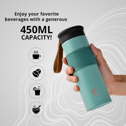 Buy Bergner Walking 450 ml ThermoSteel Bottle/Flask | Mineral green | Double Wall |