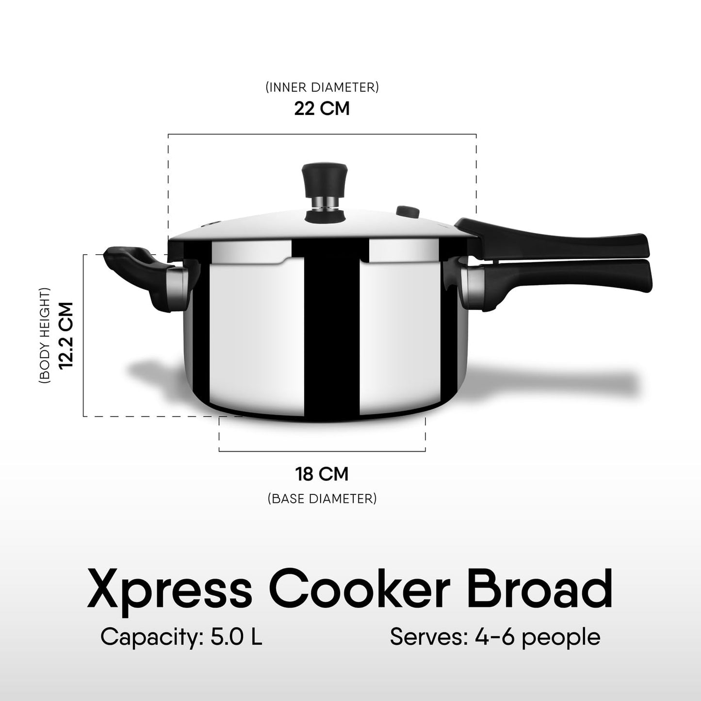 Stahl Xpress Pressure Cooker | 5 Litre | Outer Lid | 5 years Warranty | Long Lasting Performance