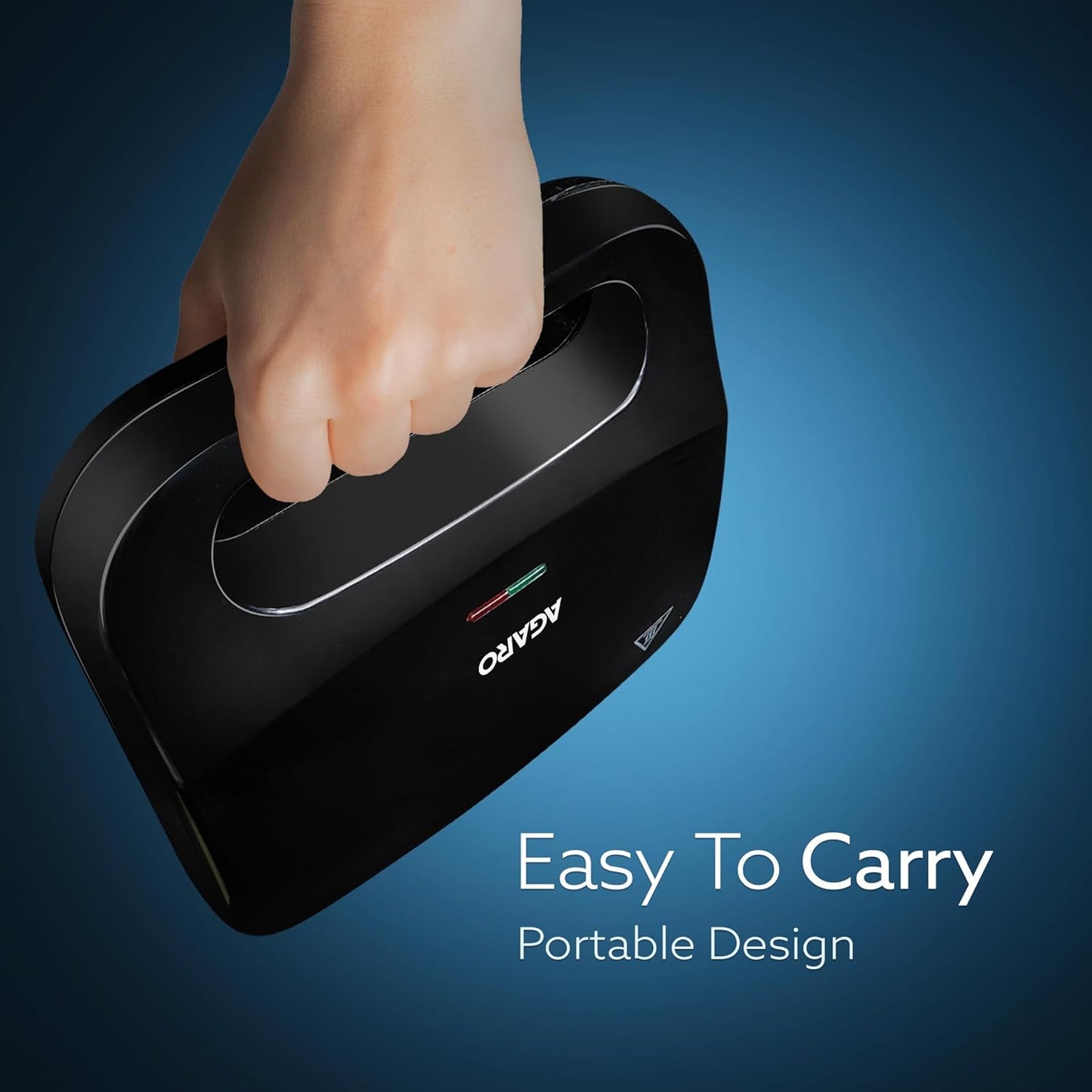 Agaro Primo Sandwich Maker | 750W | Non-Stick Grill Plates | Black |