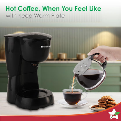 Wonderchef Veneto Brew Coffee Machine | 550W | 600ml | Brew 6 Cups a time | Black |