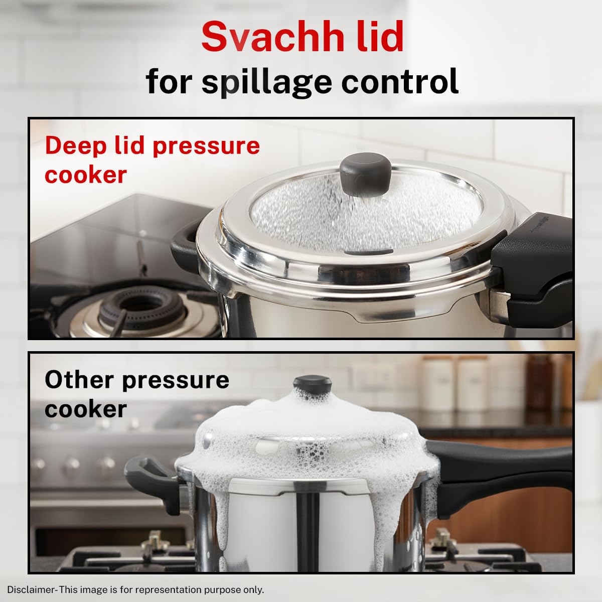 Prestige Stainless Steel Deluxe Alpha Pressure Cooker | 6.5 L | Outer Lid | 10 Year Warranty |
