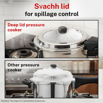 Prestige Stainless Steel Deluxe Alpha Pressure Cooker | 6.5 L | Outer Lid | 10 Year Warranty |