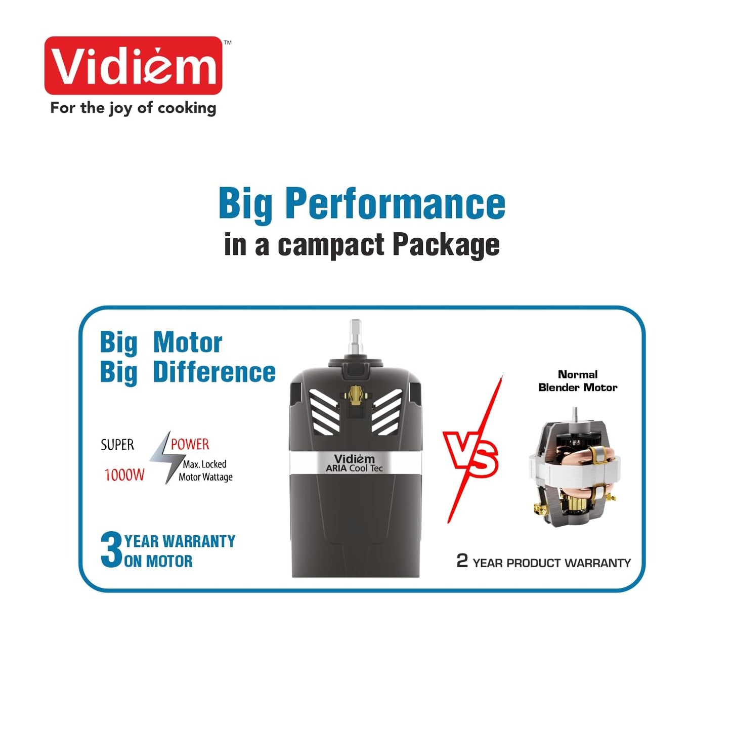 Vidiem Vita Spice Personal Blender | 500W | 3 Jars (250 ml +500 ml& 300ml) | 3 Year Motor Warranty |