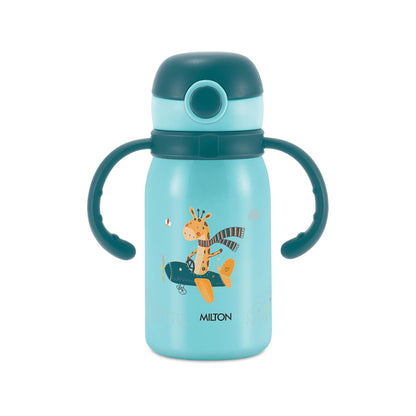 Milton Kiddo Thermosteel Water Bottle | 300ml | Spout Lid and Straw | Blue |