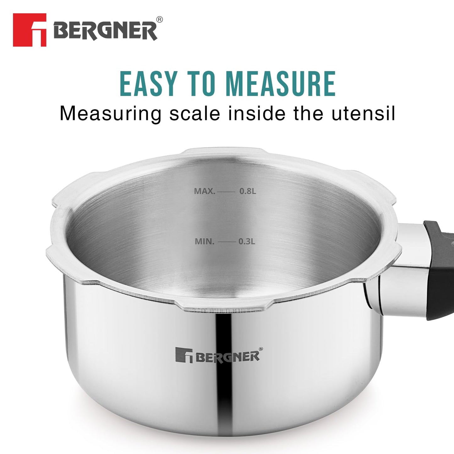 Bergner Junior Trimax Triply Pressure Cooker | 1 Litre | Outer Lid Mini Pressure Cooker |