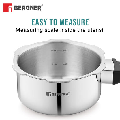 Bergner Junior Trimax Triply Pressure Cooker | 1 Litre | Outer Lid Mini Pressure Cooker |