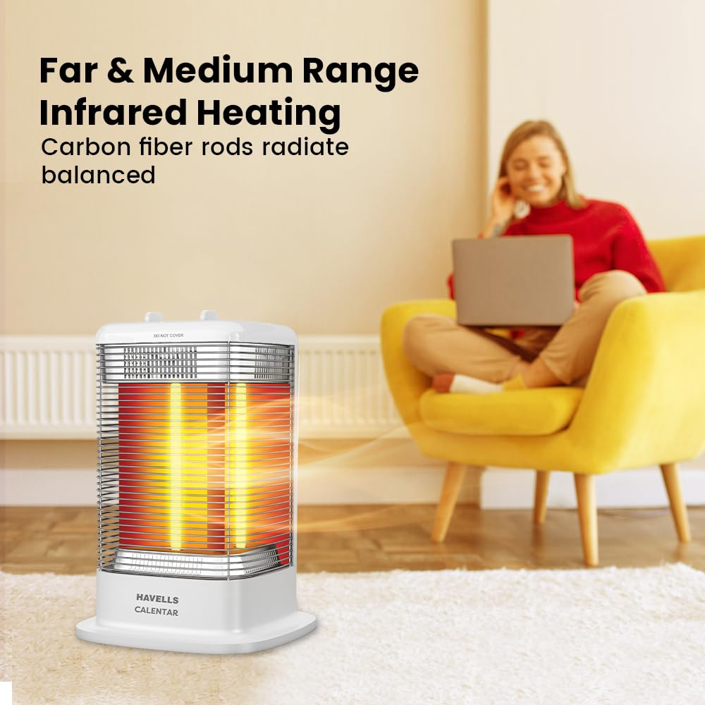 Havells Calenter | 1050 Watt | Room Heater | 3 Carbon Heating Tube | 3 Heat Setting