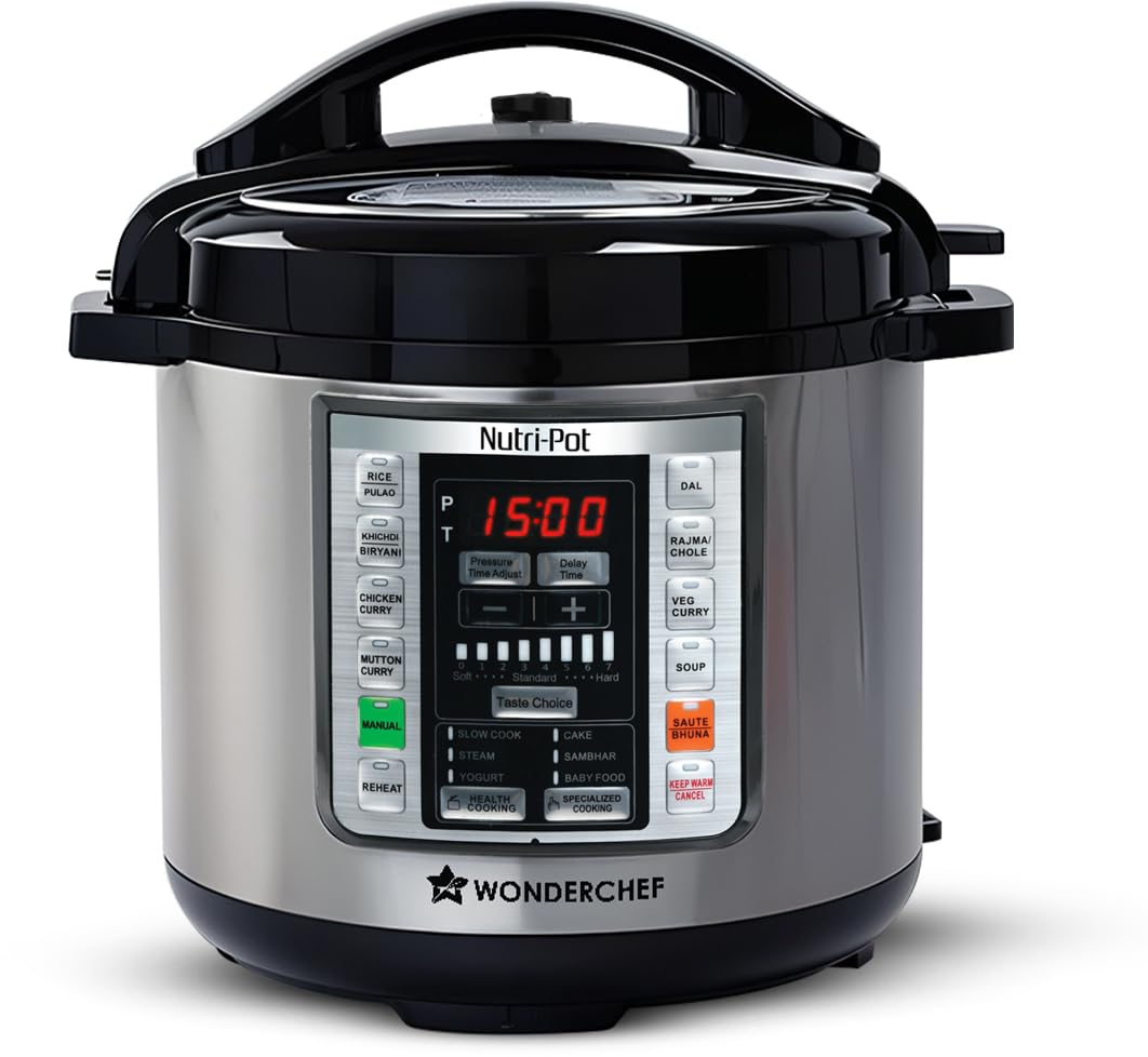 Wonderchef Nutri-Pot Electric Pressure Cooker with 7-in-1 Functions, 6L,3L - Infinia Home and Kitchen