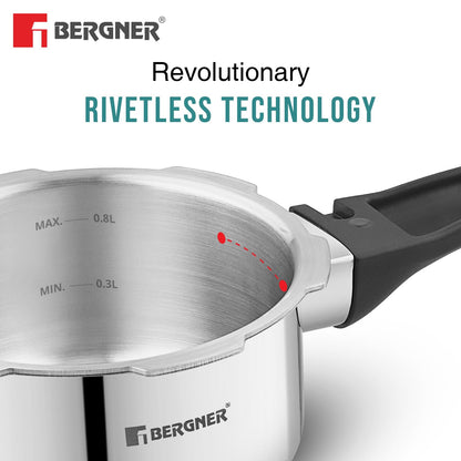 Bergner Junior Trimax Triply Pressure Cooker | 1 Litre | Outer Lid Mini Pressure Cooker |