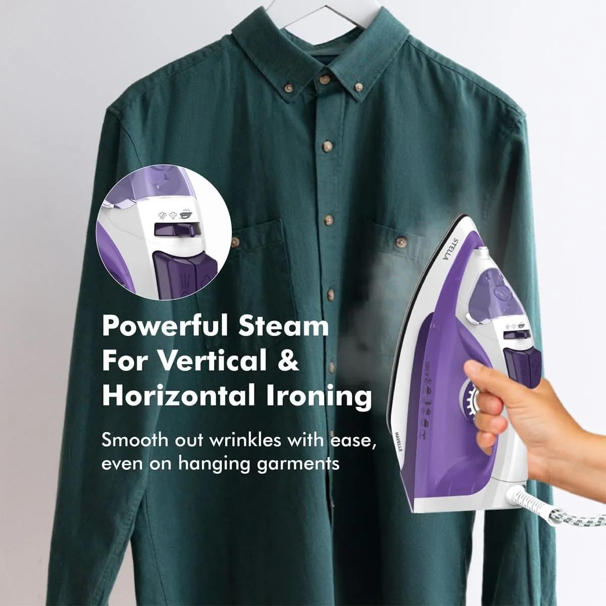 Havells STELLA | 2000 W | Steam Iron | Anti Drip | Self-Cleaning | Anti Scalc Technology |