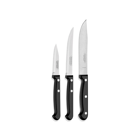 Tramontina Ultracorte Knife Set | 3-Piece Stainless Steel Kitchen Knife Set | Antimicrobial Handles | Dishwasher Safe | 5-Year Warranty |