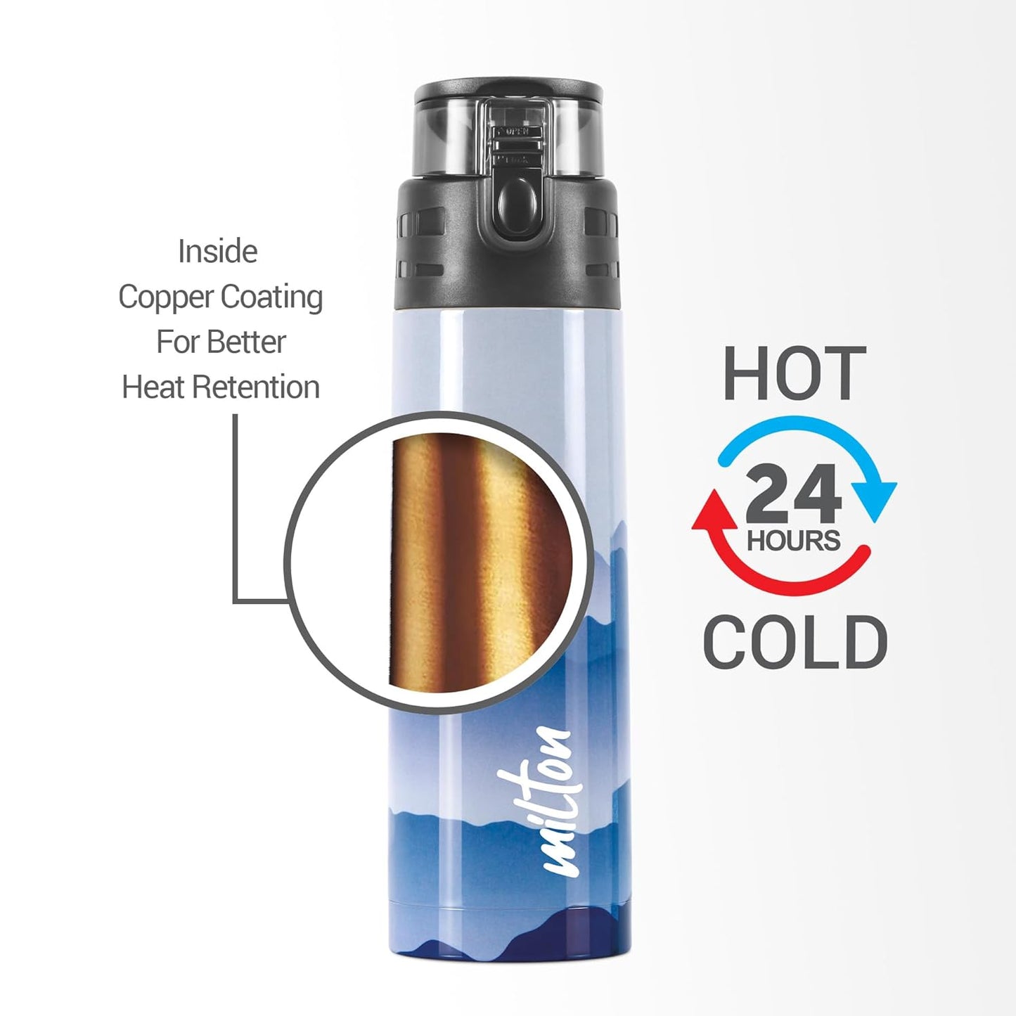 Milton Artesia Thermosteel Water Bottle | 24 Hours Hot & Cold | Blue | 900 ml | Blue |