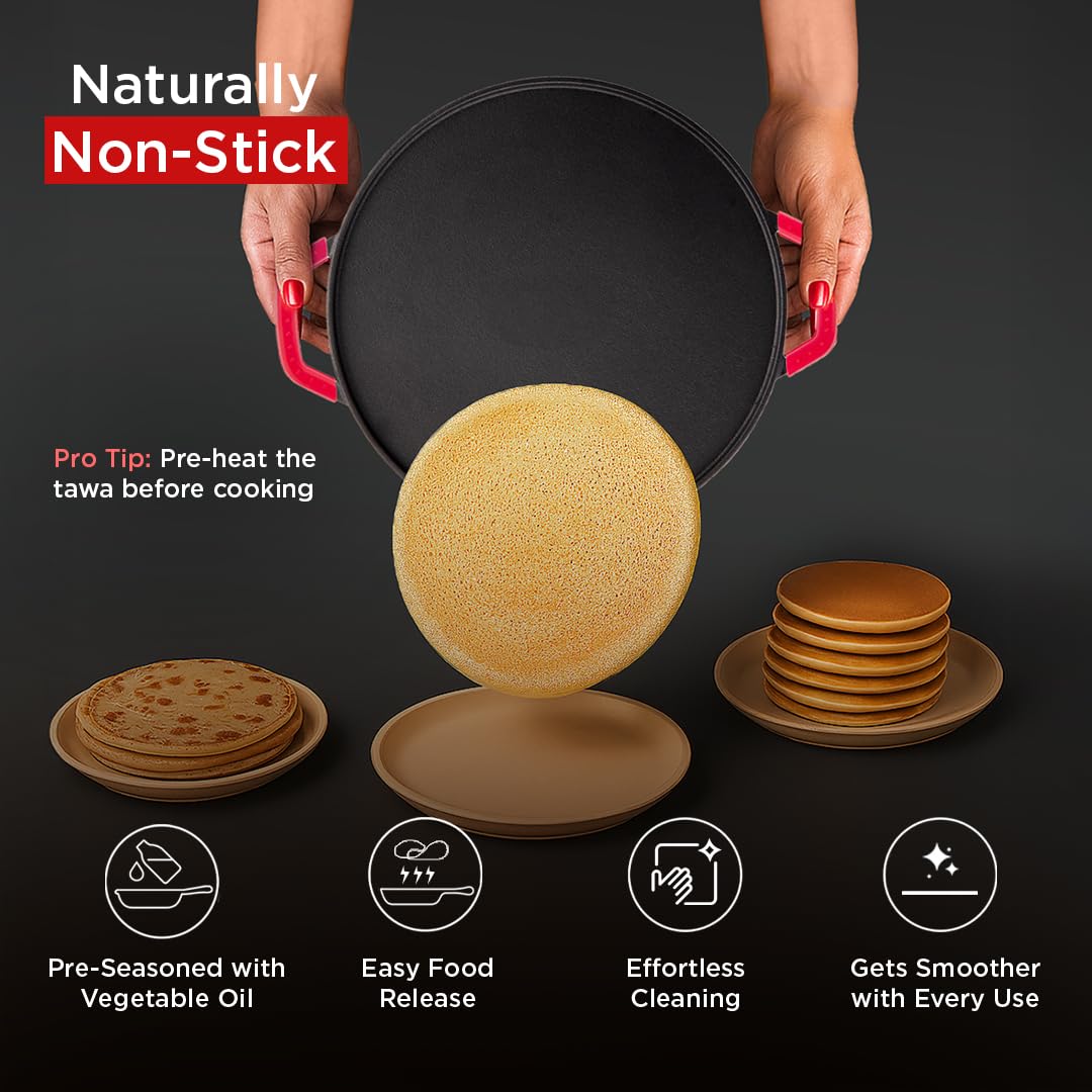 Pigeon Imperi Dosa Tawa 300 mm | Toxin-Free | Double Side Handles | Naturally Non-Stick |