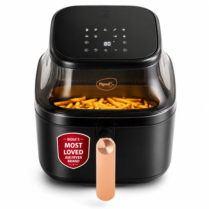 Pigeon Healthifry Digital Air Fryer | 5.4 Litre | 1500 Watts | See Through Glass Window | 80% Less Oil | Non-Stick Basket | Touch Control |