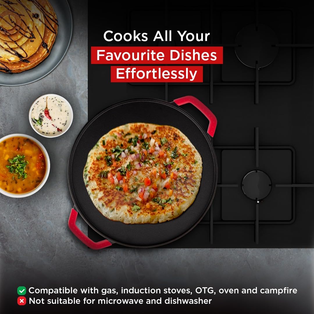 Pigeon Imperi Dosa Tawa 300 mm | Toxin-Free | Double Side Handles | Naturally Non-Stick |