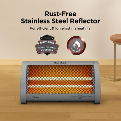Havells GLOW | Room Heater| Dual Heat | Dual Quartz Heating Rods | Silent Operation |