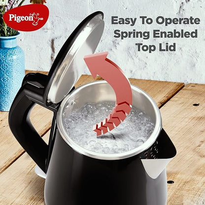 Pigeon Spark Double Wall Kettle | Stainless Steel Interior | 1.2 Litre | 1500 Watts | Black |