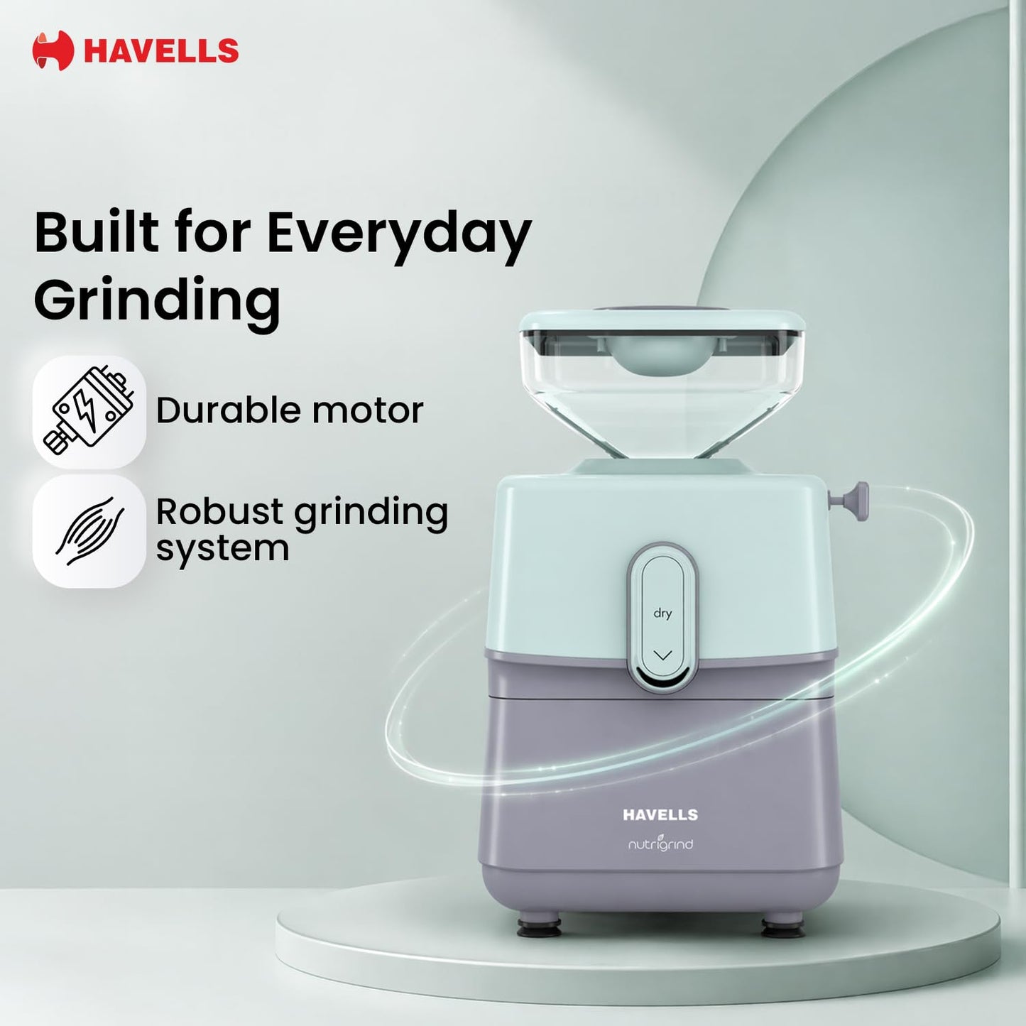 Havells Nutri Grind Atta Mill | 400W | High Torque Induction Motor | Slow Speed Grinding