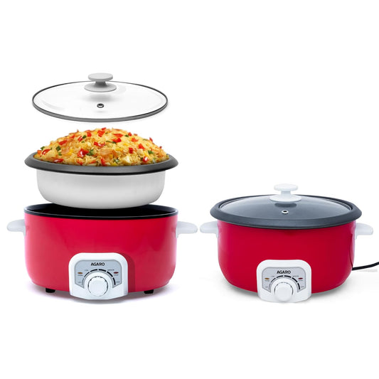 Agaro Regal Electric Multi Cooking Pot | 3L | Red | Adjustable Temperature | 1200W |