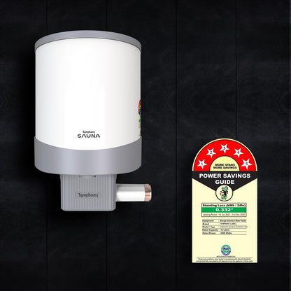 Symphony Sauna Geyser with PUROPOD Filter | White | Hairfall Control Smart Geyser