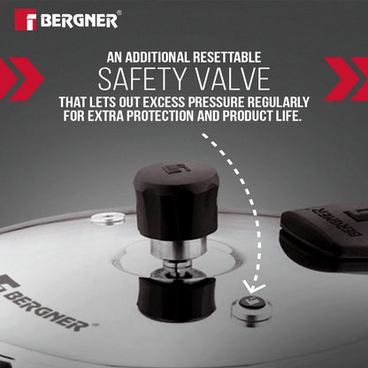 Bergner Argent Triply Stainless Steel Pressure Cooker | 2.5 Ltr |