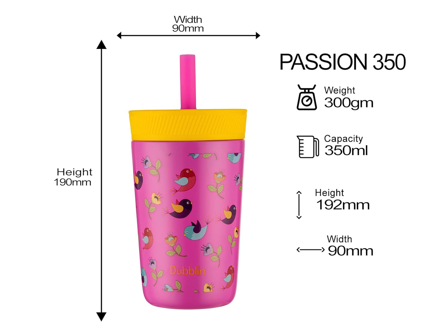 DUBBLIN Passion 350 ML | Stainless Steel Water Bottle Vacuum Insulated | Leakproof | Sports Bottle | Gym Travel & Outdoor