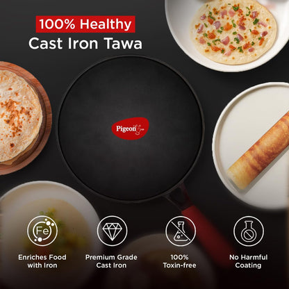 Pigeon Imperi Cast Iron Curved Tawa | 100% Healthy & Toxin-Free Tawa | Strong & Durable |