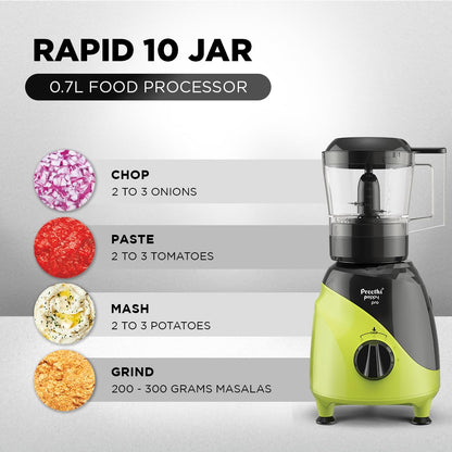 Preethi Peppy Pro | 4Jar | 750W | Green/Black - Infinia Home and Kitchen