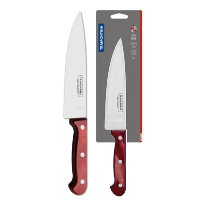 Tramontina Polywood Chef Knife | Stainless Steel Blade | Professional Knife | 5 Year Warranty |