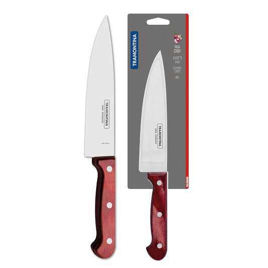 Tramontina Polywood Chef Knife | Stainless Steel Blade | Professional Knife | 5 Year Warranty |