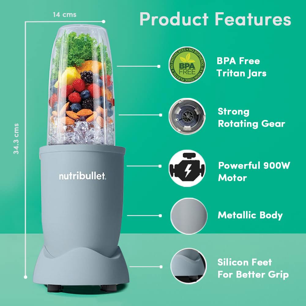 Nutribullet PRO Blender | 900 Watt | Slate | 3 Unbreakable Jars |