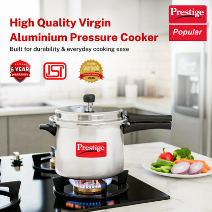 Prestige Popular Aluminium Pressure Cooker | 5 Litre | Light Weight |