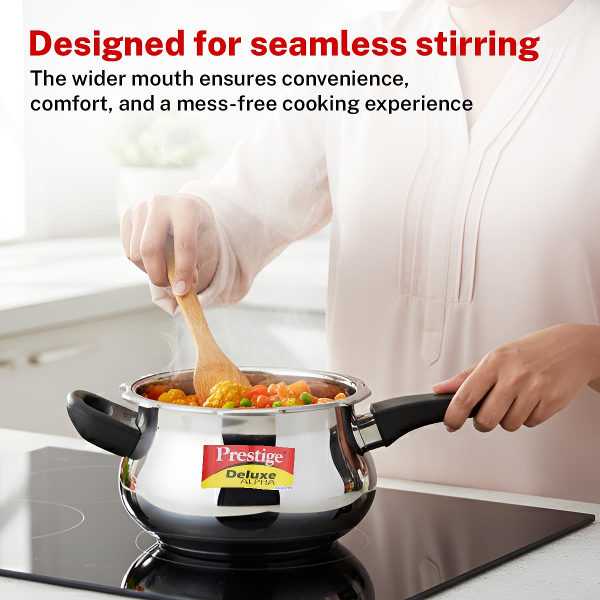 Prestige Deluxe Alpha Svachh Junior Handi Pressure Cooker | 4 Litre | Outer Lid |