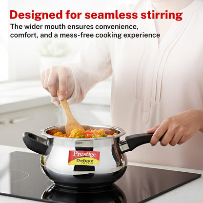Prestige Deluxe Alpha Svachh Junior Handi Pressure Cooker | 4 Litre | Outer Lid |