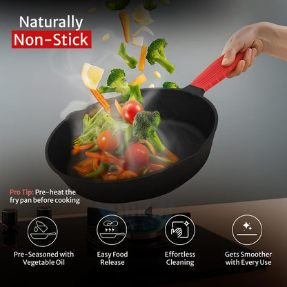 Pigeon Imperi Cast Iron Fry Pan |  Pre-Seasoned | Naturally Non-stick | 100% Healthy & Toxin-Free |