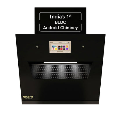 Beyond Appliances Eris BLDC Kitchen Chimney | 1800 CMH Suction | Auto Clean | Filterless | Smart Touchscreen