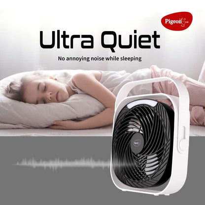 Pigeon Aura Portable Mini Fan | Rechargeable Battery | USB Charging | 360° Rotation |