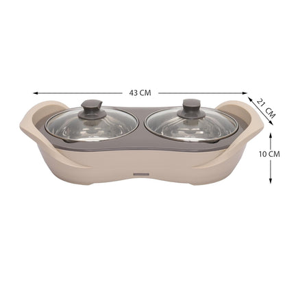 Jaypee Plus 2-in-1 Stainless Steel Electric Casserole Set | 1150ml x2 | Food Warmer & Buffet Server | Beige |