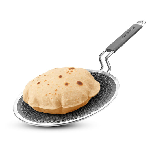 Bergner Hi-Tech Giro Triply Roti Tawa | 22 cm | Non-Stick Coating | Durable Stay Cool Handle |