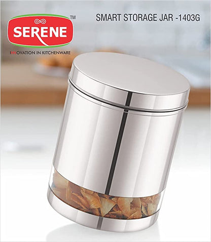 Serene Twister Stainless Steel Transparent Container Jar.