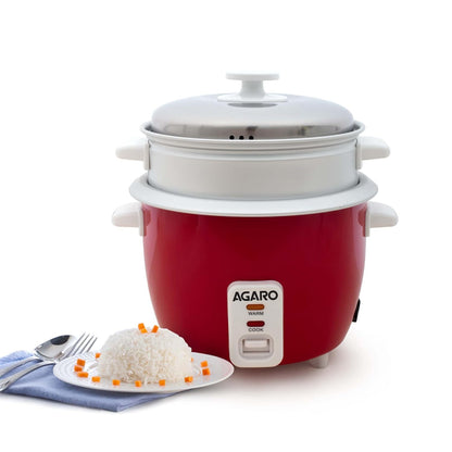 Agaro Elegant Electric Rice Cooker | 1L | Red | Automatic Boiler |