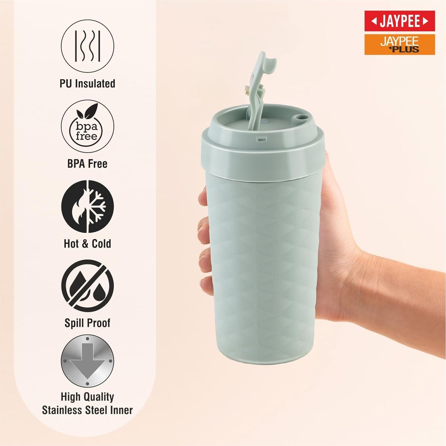 JAYPEE Luxip Sipper Pu Insulated Inner Stainless Steel  | 385ml | Pista Green |